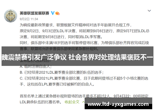 魏震禁赛引发广泛争议 社会各界对处理结果褒贬不一